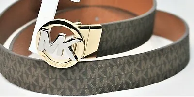 MICHAEL KORS Womens Reversible Brown/Black/Vanilla Belt MK Logo  SMALL ~  X-LG • $38.75
