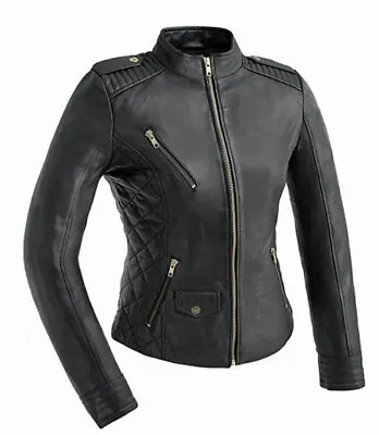 First Manufacturing Women's Madelin Black Casual Leather Jacket WBL1725 • $233.99