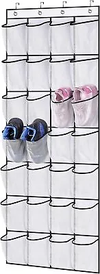 24 Pocket Hanging Shoe Holder Over Door Storage Box Closet Organizer Rack Hanger • £7.49