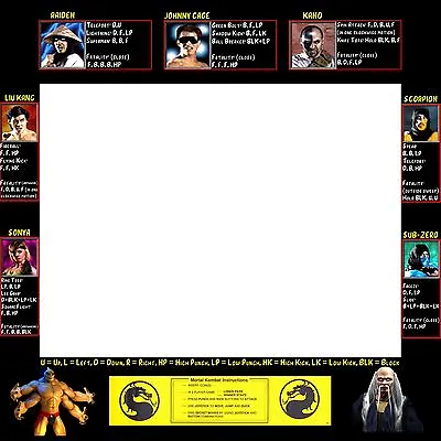 Mortal Kombat 1 Arcade Moves List Bezel Panel Artwork Art CPO Midway MK1 Midway • $39
