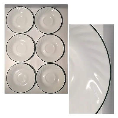 $7.92 • Buy Corelle CALLAWAY Green Ivy Saucers Plates 6.125  Swirl Green Rim EUC - SET OF 6