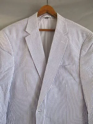 Haspel Frank Stella Blue Stripe Seersucker Blazer Sport Coat Jacket 42L • $79.99