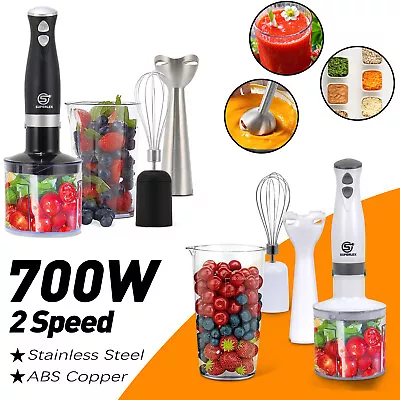 4-IN-1 Handheld Blender Stick Food Processor Mixer 700W Whisk & Chopper Juicer • £22.98