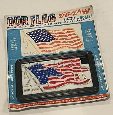 Zig-Zaw Our Flag USA Patriotic Sliding Square Puzzle Vintage Roalex • $20