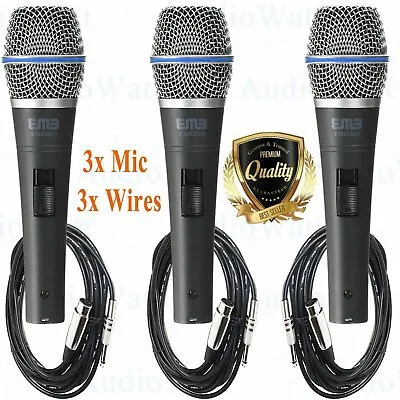 3X Professional Wired Dynamic Vocal Studio Microphone HandHeld Mic With XLR 3Pin • $54.99