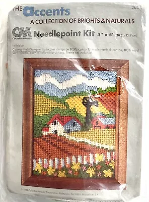 Vtg Columbia Minerva 4  X 5  Needlepoint Kit Country Field Sampler Accent CM2053 • $10.99