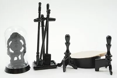 Dollhouse Miniatures 1:12 Scale Black Fireplace Accessories #IM66234 • $9.99