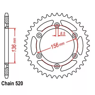 MTX Standard Rear Sprocket 51T For GAS GAS EC200 2002 2013-2019 • $60.04