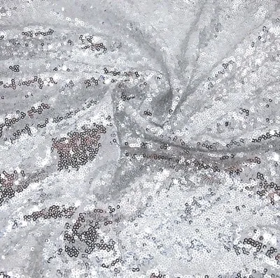 £4.99 • Buy Silver Sequin Fabric Sparkly Shiny Bling Material Cloth 130cm Wide 1 1/2 Metre