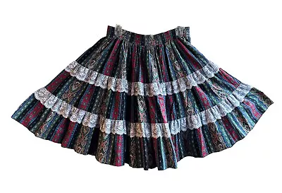 Square Up Fashions Vintage Square Dance Skirt Cowgirl Country Floral M-L 160 Hem • $20