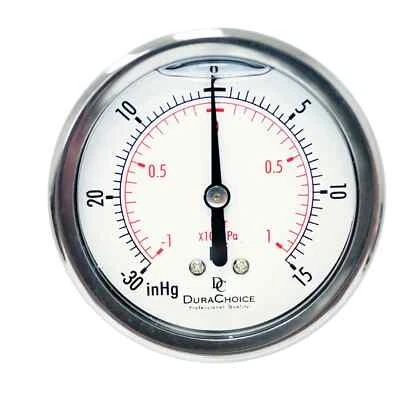 $38.47 • Buy 4  Vacuum Pressure Gauge - S.S. Case, 1/4  NPT, Cnt. Back Mnt -30HG/15PSI