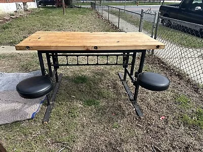 Antique Industrial Cast Iron Table Bench • $2500