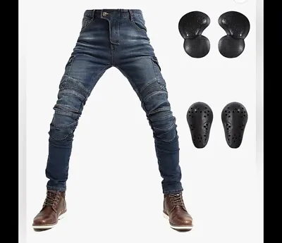 Motorcycle Riding Jeans Biker Motorbike Pants With CE Removable Armored For Men • $140
