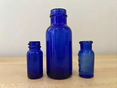 Lot Of 3 Vtg. Cobalt Blue Glass Bromo Seltzer Emerson Drug Co Bottles • $10