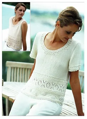 Ladies Summer Top Knitting Pattern In DK. Cotton Women's Jumper Blouse Tunic.  • £2.99