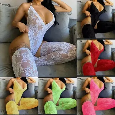 Full Body Erotic Lingerie Lace Bodystocking Dress Sexy Fishnet Bodysuit Outfit • £7.99