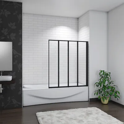 £91 • Buy Bath Shower Screen 4 Or 5 Folds Tempered Glass Door Panel 900/1000/1200mm Black