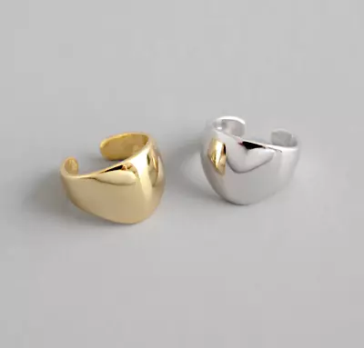 $9.98 • Buy S925 Sterling Silver Gold Silver Plain High Polished Clip On Ear Cuffs