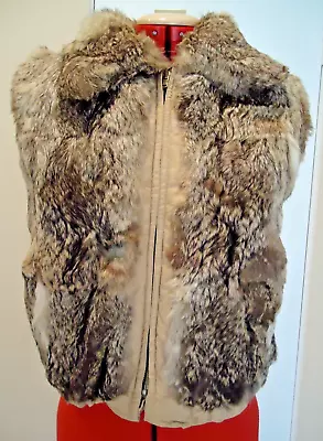 Vintage Just Tops Of California Rabbit Fur Reversible Zipper Vest-Size Medium • $24.99