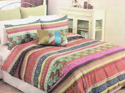 $36 • Buy Annabelle SINGLE Bed Quilt Cover Set - Pretty Floral Green Pink Purple - Habitat