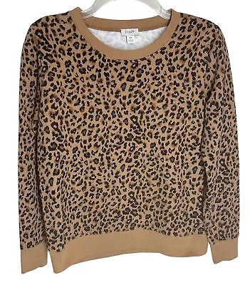 J CREW Brown Black Leopard Print Sweat Shirt Top Size XS • $22.99