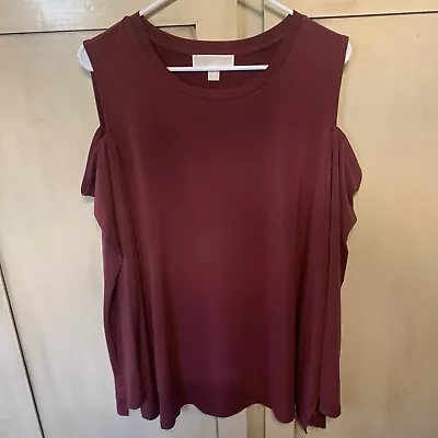 Authentic Michael Kors Cold Shoulder Top Dark Ruby Xxl • $22.99