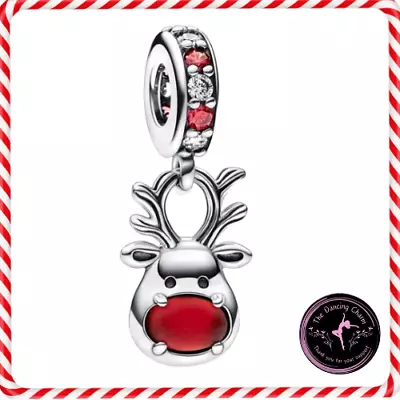 Cute Christmas Elk Charm Genuine S925 Sterling Silver • £10.95