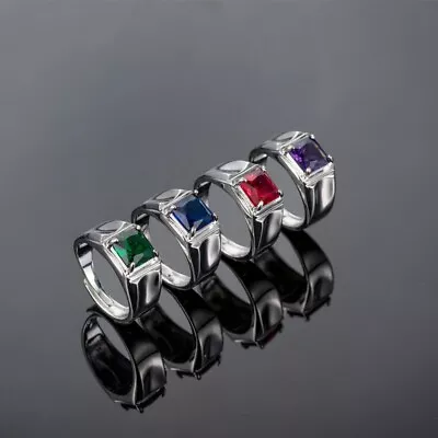 Vintage Mens Large 925 Sterling Silver Shiny Diamond Gemstone Bling Icy Ring Uk • £3.99