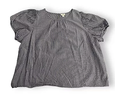 J. Crew Mercantile Striped Top Womens Large Blue White Keyhole Back Plus Size 2X • $14.99