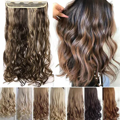 One Piece THICK 100% Real Natural Clip In As Human Hair Extensions Full Head HYT • $12.60