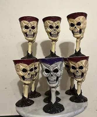 Halloween Skull Skeleton Hand Goblets Wine Glass Cups Plastic Bones Lot Of 10 • $29.99
