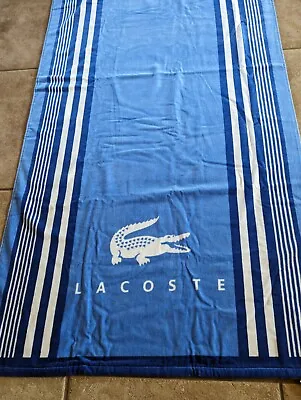 Lacoste Vibrant Blue Stripes Iconic Logo Beach Towel New 36  X 72  • £28.50