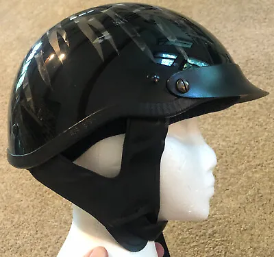 $32.99 • Buy HCI 100 Half Helmet Motorcycle Shorty W/Harley Sticker DOT Diamond Plate Sz M