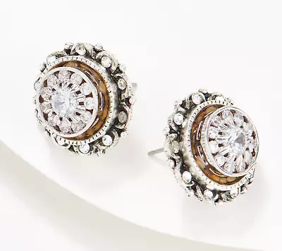 Mustard Seed Crystals Round Embellished Stud Elegant SilverTone Earrings • $48.44