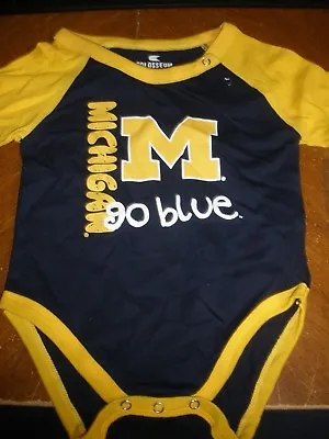 NEW Colosseum Infant 6-12 Months 1 Piece Outfit Michigan Go Blu Short Sleeves(22 • $16.99