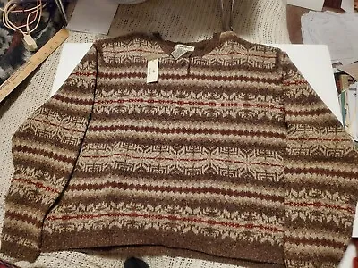 Vintage NWT Eddie Bauer Women XL Fair Isle Snowflake Ski Sweater Wool Blend • $59.99