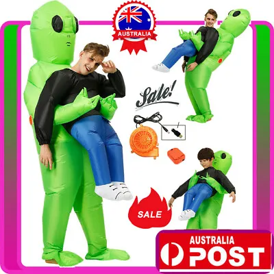 AU Scary Halloween Green Alien Inflatable Costume Blow Up Suits Party Dress • $29.56