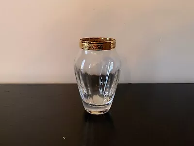 5 1/2  LENOX AUTUMN GOLD Lead Crystal Bud Vase With 24k Gold Trim VG Condition • $14.99