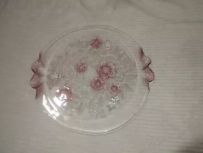 MIKASA Crystal Pink Rosella 14 1/2  Cake Plate Platter Large Serving Plate  • $19.99