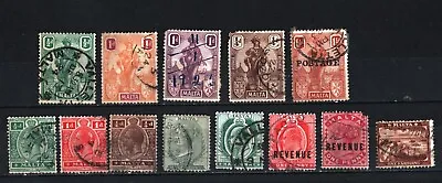 Malta 1885-1926 Small Collectin Set Of 13 Stamps Used/hinged • $4.49