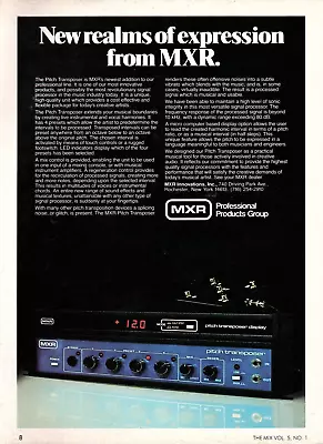 Vtg 70s 80s MXR PITCH TRANSPOSER MAGAZINE PRINT AD Blue Face Rack Effect PINUP • $7.99