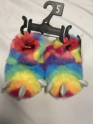 Wonder Nation Baby Girls Colorful Monster Feet Slippers Size 5 12 Months  • $15.99