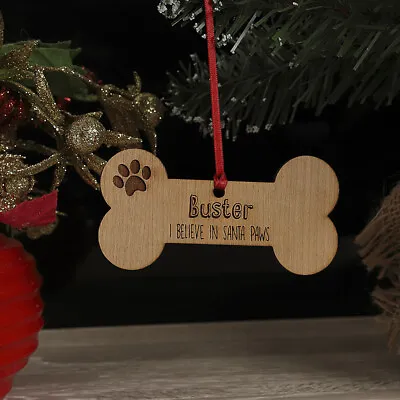 Personalised Christmas Tree Dog Bone Decoration Xmas Name Ornament Bauble Gift • £3.95