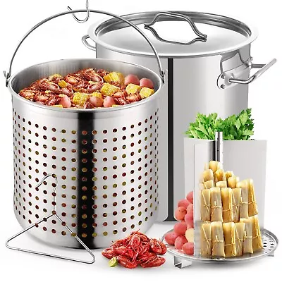 Commercial Stainless Steel Turkey Fryer Kit Crawfish Boil Stock Pot • $119.22