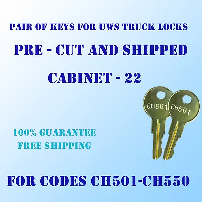 $10.25 • Buy CH501-CH550 Replacement Keys For UWS Tool Box Truck Locks. Pre Cut To Your Code.