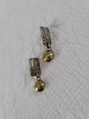 Vintage Designer MB SF  MARJORJE BAER Silver Gold Mixed Metal Dangle Earrings  • $29.99