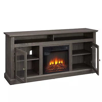 Contemporary TV Media Stand Modern Entertainment Console With Fireplace Insert • $329.99
