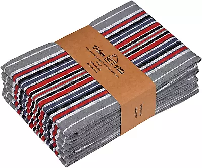 Kitchen Towels Waffle Stripes Dish Towels For Kitchen Grey Color Set Of 6 Kitche • $38.97