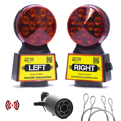 Wireless Trailer Tow Lights - Magnetic Mount 48ft Range 7 Pin Flat Connection • $105.99