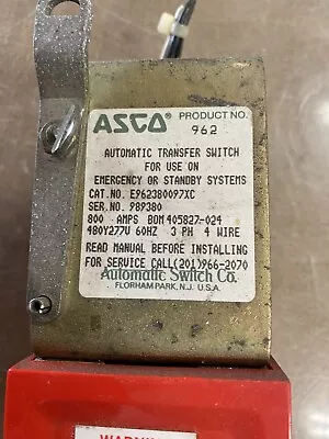 ASCO 962 Automatic TRANSFER SWITCH 800 AMP 277/480 Volt • $1699.99